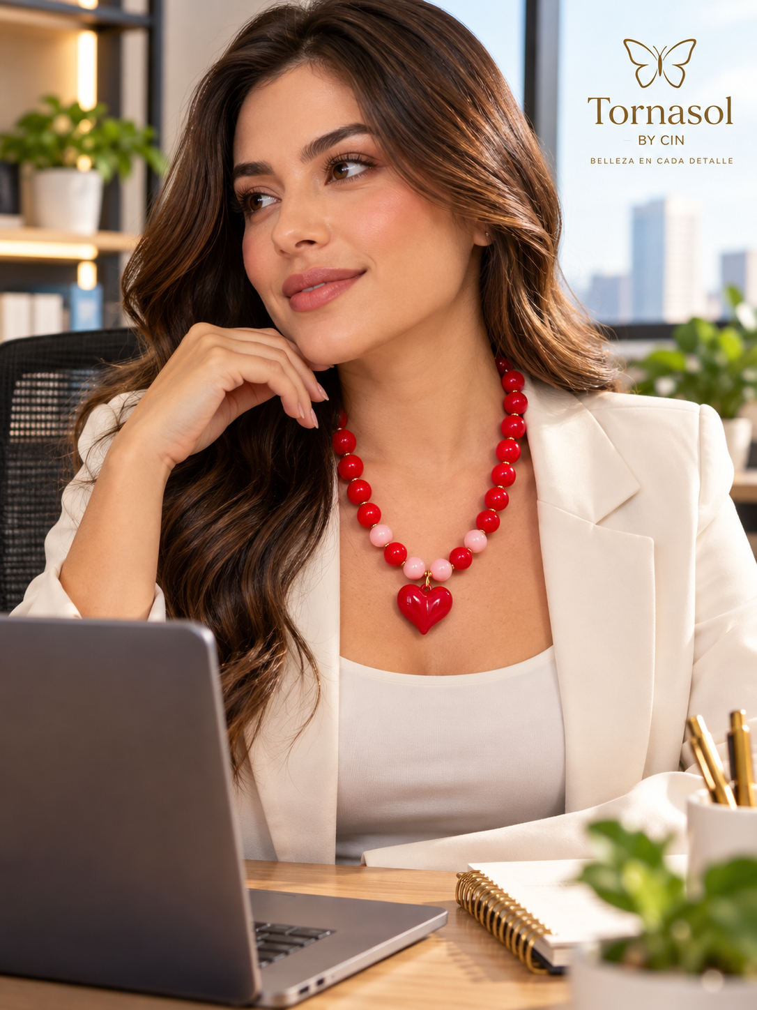 Collar Corazón Rojo & Rosa, imagen 3 de 4