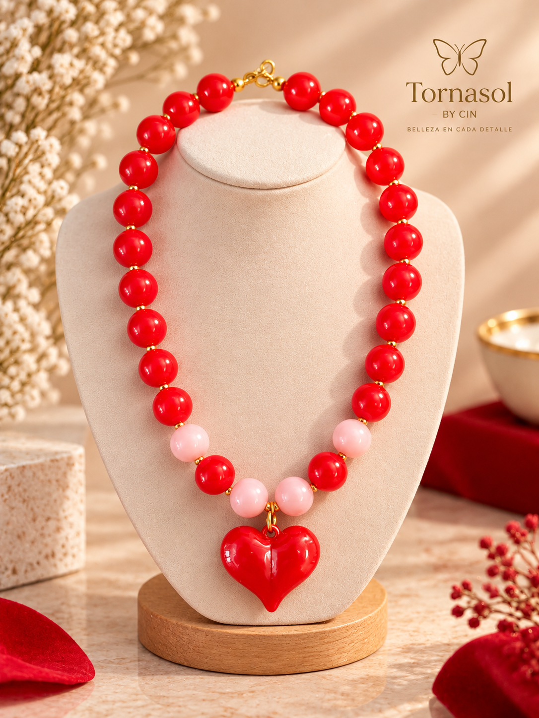 Imagen ilustrativa de Collar Corazón Rojo & Rosa